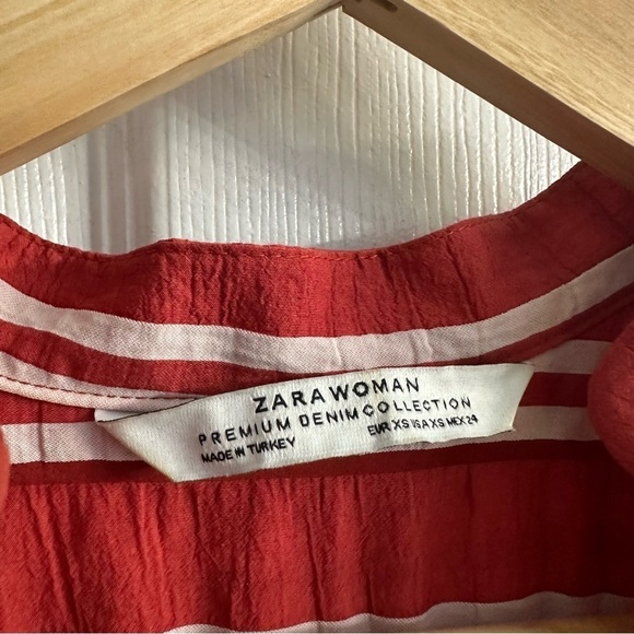 Zara Dress Midi Striped Red Beach Minimalist Casual Summer Size Extra Small - Picture 5 of 6